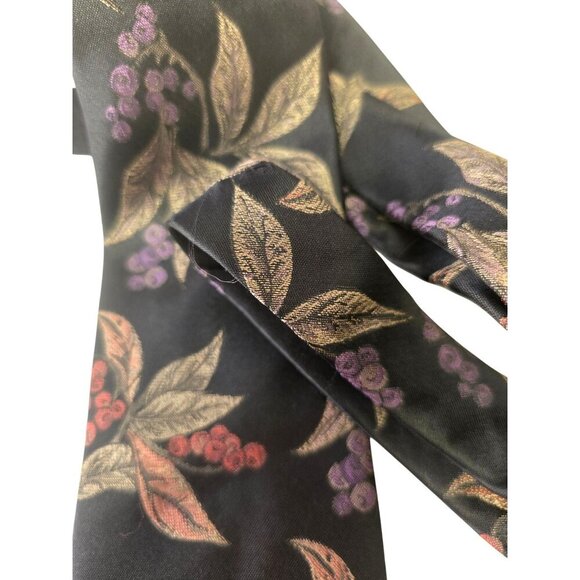 Don Loper Beverly Hills 80s Jacquard Tie Botanical Gold Leaf Pattern Black 4"W - Picture 9 of 9